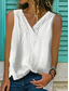 abordables Tops Sencillos para Mujeres-Mujer Camiseta sin mangas tipo camisola Color sólido Diario Casual Sin Mangas Escote en Pico Tops regulares Diario Negro Blanco Amarillo Rosa Azul Marino Verano