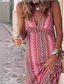 billiga Semester Boho Klänning-Dam Långklänning Maxiklänning Vardagsklänning Swingklänning Boho-klänning Mode Utomhus Fest Helgdag Normal Linje Ärmlös V-hals Rodnande Rosa Sommar