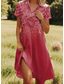 abordables Robe Fleurie-Femmes Robe Midi Robe trapèze Robe d&#039;été Vacances Occasionnel Chaussures de plage Date Robe d&#039;Été Coupe régulière Fleuri Graphique Manche Courte Revers Rose Claire Rouge Bleu Fuchsia Été