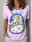 cheap Animals tee-Kayomi Harai Women&#039;s T Shirt Graphic Animal Cartoon Vintage Stylish Classic Short Sleeve V Neck Regular Tops Daily Print Purple Summer
