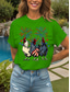 cheap Independence Day Top-Women&#039;s Patriotic  T Shirt Graphic Animal Flag Vintage Stylish Classic Short Sleeve Crew Neck Round Neck Regular Tops Daily Weekend Print Black White Pink Red Blue