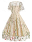 ieftine rochie florală-Pentru femei Rochie Mini Rochie A line Rochie din Tul Elegant Petrecere cocktail În aer liber Serată Petrecere Brodat Plasă Fit regulat Floral Manșon scurt Stil Nautic Albastru piscină Negru Alb