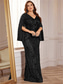 cheap GREEN-Mermaid / Trumpet Plus Size Dresses Elegant Curve Dress Formal Wedding Floor Length Long Sleeve V Neck Sequined with Sequin 2025