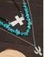 voordelige Dames ketting-Set gelaagde turquoise kralenkettingen voor dames in westernstijl – boho statement sieraden met cactus- en traanvormige bedels, ideaal voor festivals, countryconcerten en vrijetijdskleding