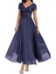 cheap Floor Length-A-Line Mother of the Bride Dress Elegant V Neck Floor Length Polyester Short Sleeve with Solid Color 2025
