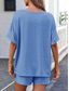 preiswerte Kurze Sets für Damen-Damen 2-teiliges Mode Streetwear tägliche Shorts-Sets kurzärmlig Rundhalsausschnitt einfarbig lässig schwarz blau khaki Sommer reguläre Passform