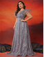 cheap CHAMPAGNE-A-Line Plus Size Dresses Elegant Curve Dress Formal Wedding Floor Length Sleeveless V Neck Lace with Sequin