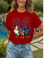cheap Independence Day Top-Women&#039;s Patriotic  T Shirt Graphic Animal Flag Vintage Stylish Classic Short Sleeve Crew Neck Round Neck Regular Tops Daily Weekend Print Black White Pink Red Blue