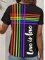 baratos Camiseta de Arte &amp; Design-Camiseta feminina estampada com estampa de desfile do orgulho LGBT, estilo vintage, estilo clássico, manga curta, gola redonda, gola redonda, estampa diária, preta, verão, primavera