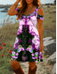 abordables Robes Boho-Femmes Mini Robe Robe trapèze Robe d&#039;été Vacances Occasionnel Quotidien Fête Coupe régulière Fleuri Graphique Tribal Manche Courte Col en V Jaune Bleu Violet Été