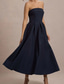 cheap White Graduation Dresses-Women&#039;s Midi Dress White Dress Graduation Dress Prom Dress Party Dress Fashion Wedding Party Evening Party Regular Fit Plain Sleeveless Strapless Black White Yellow Pink Summer