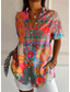 cheap Floral Tops-Women&#039;s Shirt Long Sleeve Button Down Blouse Floral Graphic Vintage Tropical Daily Short Sleeve Shirt Collar Regular Tops Daily Orange Summer Spring