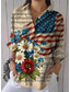 cheap Independence Day Top-Women&#039;s Patriotic  Shirt Graphic Flag USA Vintage Daily Stylish Long Sleeve Shirt Collar Regular Tops Work Daily Buttons Print White Blue Khaki Summer Spring