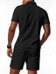abordables Polo Classique pour Hommes-Homme Polo Polo quart de zip Extérieur Tenue quotidienne Revers Manche Courte Mode Hawaïen Uni 2 pièces Été Coupe régulière Noir Blanche Bleu Roi Vert Kaki Gris Polo