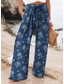 cheap Wide Leg &amp; High Waisted-Women&#039;s Wide Leg Chinos Baggy Pants Vacation Fashion Hawaiian Full Length High Waist Floral Graphic Drawstring Printing Soft Breathable Micro-elastic Vacation Street Causal Violet off-white Deep Blue