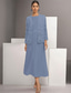 cheap With Jacket-Two Piece A-Line Mother of the Bride Dress Elegant Simple Casual Boat Neck Ankle Length Chiffon Long Sleeve with Lace 2025
