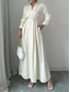 cheap Cocktail Dresses-A-Line Quinceanera Dresses Elegant Dress Formal Wedding Ankle Length Long Sleeve Shirt Collar Satin with Buttons 2025