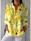 cheap Shirts-Women&#039;s Linen Like Shirt Blouse Floral Graphic Stylish Casual Long Sleeve Shirt Collar Regular Tops Daily Holiday Going out Buttons Yellow Red Blue Green Summer Spring