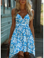 billige Boho-kjole-Dame Mini kjole Solkjole Slipkjole Off The Shoulder-kjole Ferie Fritid Bohem utendørs Cocktailfest Ut på byen Standard passform Blomstret Grafisk Ermeløs V-hals Gul Rosa Blå Grønn Sommer Vår