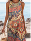 preiswerte Boho Kleider-Damen Maxikleid Sommerkleid Shiftkleid Schulterfreies Kleid Lässig Ausgehen Strand Normale Passform Grafik Stammes Ärmellos V Ausschnitt Rot orange Sommer Frühling
