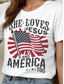 ieftine Ziua Independenței Top-Tricou Patriotic pentru Femei Grafic Drapel Litere Vintage Elegant Clasic Mâneci Scurte Gât Rotund Croială Normală Îmbrăcăminte de Zi Weekend Print Negru Alb Roz Roșu Albastru