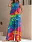 preiswerte Zweiteilige Sets-Damen 2 Teile Urlaub Daily Hosen Sets Ärmellos Rundhalsausschnitt Ombre Grafik Geometrisch Lässig Daily Blau Lila Grün Sommer Lockere Passform