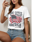 ieftine Ziua Independenței Top-Tricou Patriotic pentru Femei Grafic Drapel Litere Vintage Elegant Clasic Mâneci Scurte Gât Rotund Croială Normală Îmbrăcăminte de Zi Weekend Print Negru Alb Roz Roșu Albastru
