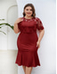 cheap Tea Length-Dress Mother of the Bride Dress Elegant Crew Neck Tea Length Lace Short Sleeve with Solid Color 2025