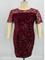 ieftine Casual / Nuntă de zi-Rochie de mireasă elegantă gât rotund lungime tea dantelă mânecă scurtă cu paiete