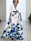 cheap Elegant Floral Dresses-Women&#039;s Long Dress Maxi Dress Casual Dress Swing Dress Summer Dress Elegant Fashion Romantic Outdoor Party Holiday Regular Fit Flower Half Sleeve V Neck White Gray Summer