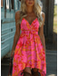 baratos Vestidos Estilo Boho-Mulheres Minivestido Vestido de decote Férias Festa Casual Para Noite Praia Padrão Floral Gráfico Sem Manga Decote V Com Alças Finas Verde Claro Vermelho Azul Verde Verão Primavera