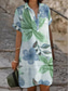 cheap Casual Floral Dresses-Women&#039;s Mini Dress Sundress Casual Beach Daily Regular Fit Flower Short Sleeve Shirt Collar Sky Blue Purple Green khaki Summer
