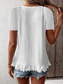 cheap Plain tee-Women&#039;s T Shirt Solid Color Plain Basic Casual Short Sleeve Crew Neck Regular Tops Daily Weekend Ruffle Eyelet White Yellow Pink Green Summer