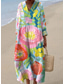 economico Abiti floreali-Per donna Abito Midi Vestito Estivo Abito a trapezio Vacanza Casual Boho Feste Uscire Spiaggia Floreale Grafico Manica Lunga Scollo a V Grigio verde Rosa scuro Bianco sporco Rosa e bianco Estate
