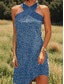 baratos Vestidos Boho-Mulheres Minivestido Vestidos Para o Verão Vestido A Line Férias Casual Para Noite Normal Gráfico Geométrica Poá Sem Manga Halter pescoço Vermelho Azul Roxo Verde Verão