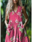 cheap Boho Dress-Women&#039;s Long Dress Maxi Dress Casual Dress Swing Dress Summer Dress Boho Dress Vintage Vacation Daily Holiday Regular Fit Floral Sleeveless V Neck Pink Green Summer