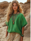 cheap Boho Tops-Women&#039;s Shirt Floral Bohemia Vintage Ethnic Half Sleeve Crew Neck Boat Neck Regular Tops Daily Holiday Going out Ruched Print Green Summer Spring