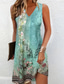 abordables Robes Bohémiennes-Femmes Mini Robe Robe Fleurie Robe bohème Robe Imprimée Classique Moderne Vacances Quotidien Fête Coupe régulière Fleur Sans manches Col en V Bleu clair Été