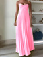 voordelige Eenvoudige jurk-Dames Lange jurk maxi-jurk Casual jurk Swingjurk Modieus Buiten Feest Avond Feest Normale pasvorm Effen Mouwloos Strapless Geel Blozend Roze blauw Zomer