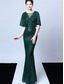 billige champagne-A-linje Quinceanera kjoler elegant kjole formell bryllup gulvlengde kort erm V-hals paljettert med dusker