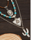 voordelige Dames ketting-Set gelaagde turquoise kralenkettingen voor dames in westernstijl – boho statement sieraden met cactus- en traanvormige bedels, ideaal voor festivals, countryconcerten en vrijetijdskleding