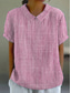 cheap Stripe&amp;Geometric Tops-Women&#039;s Blouse Graphic Geometric Striped Elegant Daily Stylish Short Sleeve Shirt Collar Regular Tops Work Daily Holiday Print Pink Blue Green Gray Summer Spring