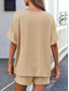 preiswerte Kurze Sets für Damen-Damen 2-teiliges Mode Streetwear tägliche Shorts-Sets kurzärmlig Rundhalsausschnitt einfarbig lässig schwarz blau khaki Sommer reguläre Passform