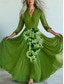 cheap Boho Dress-Women&#039;s Long Dress Maxi Dress Casual Dress Swing Dress Summer Dress Boho Dress Vintage Vacation Daily Holiday Regular Fit Floral Butterfly Long Sleeve V Neck Dark Green Summer