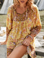 ieftine Rochii Boho-Pentru femei Rochie Mini Rochie florala Rochie Boho Rochie imprimata Clasic Modern În aer liber Vacanță Concediu Fit regulat Floare Manșon Lung În V Galben Roz Îmbujorat Bleumarin Albastru piscină