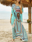cheap Boho Dress-Women&#039;s Swimwear Cover Up Swimsuit Tropical Beach Wear Flower Round Neck Short Sleeves Bathing Suits