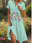 preiswerte Blumenkleid-Damen Midikleid A Linie Kleid Sommerkleid Urlaub Lässig Strand Date Sommerkleid Normale Passform Blumen Grafik Kurzarm Revers Rosa Blau Grün Sommer