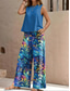 ieftine Costume de bluză de damă-Seturi de vacanță vintage de 2 piese pentru femei din bumbac și in fără mâneci cu guler rotund grafic în dungi casual de zi cu zi roșu albastru verde vară