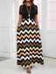 cheap Stripe&amp;Geometric Dress-Women&#039;s Maxi Dress A Line Dress Summer Dress Casual Daily Regular Fit Geometric Short Sleeve Crew Neck Yellow Summer