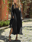 cheap Plain Dress-Women&#039;s Long Dress Maxi Dress Casual Dress Shift Dress Fashion Outdoor Party Holiday Regular Fit Plain Short Sleeve Shirt Collar Black White Blue Summer
